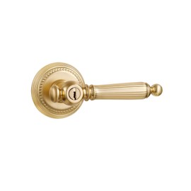 SORWDUERM 1 Pack Gold Door Lever with Lock and Key Entry Satin Brass Door Handle Door Lever Brushed Gold Bedroom and Bathroom Zinc Alloy
