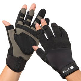 FitsT4 Sports Men's Sailing Gloves, Paddle Gloves, Kayak for Sailing, Yacht, Sailing, Paddling, Fishing, Dinghy, Dinghy, Black, L