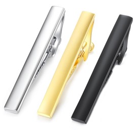 HONEY BEAR Men's Tie Clip Set of 3 5.4 cm for Normal Tie Clip 2.12 Inch, copper, No Gemstone