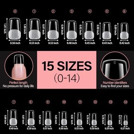 AILLSA Puntas de uñas cuadradas medianas - Puntas de uñas semimate de cobertura completa, 240 piezas pre-limadas, uñas acrílicas a presión para manicu