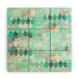 Society6 Monika Strigel Summer Mermaid Mint Wood Wall Mural, 3'x3', Multi