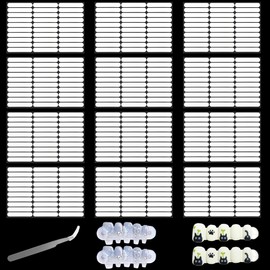 Qenk 12 Sheets Double Sided Tape for Nails with 1 Tweezer, Nail Tape for Press on Nails, Double Sided Nail Tape for Nail Art Display Salon Supplies