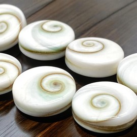 ABCGEMS Premium-Grade Shiva Eye Shell Beads - Protective Door of Snail Shell - 100% Organic (Each Bead Made from 2 Gigantic Operculum Shells - Matching Spiral Matrix) Doublet Coin 6mm (Tiny)