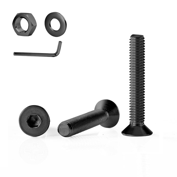 GOHODOMINO M6×25mm Flat Head Socket Cap Screws, Nuts, Flat Washers,