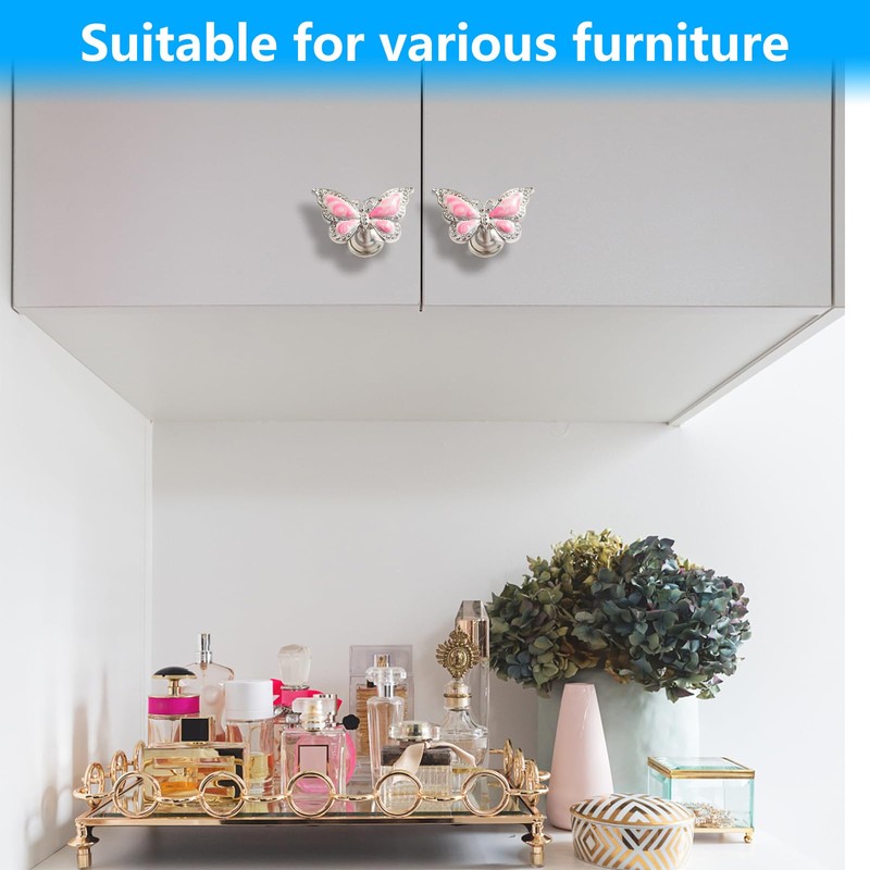 Butterfly Cupboard Knobs,6 pcs Hand-Painted Butterfly Cabinet Knobs Drawer Pull