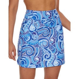 M MOTEEPI 18'' Skorts for Woman High Waisted Golf Skirts for Women Athletic Dressy Casual Skort with Short Pockets Blue Waves XL