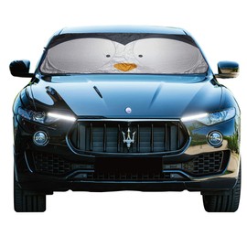 FH Group Windshield Sun Shade, Penguin Print Car Sun Shade Windshield, Reflective Car Sun Shade, (33.5”L x 63”W) Large Car Windshield Sun Shade, Foldable Sunshade for Car Windshield