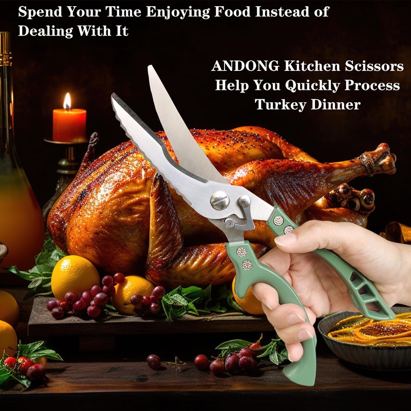 Poultry Shears Heavy Duty by ANDONG,All-Purpose Kitchen Scissors for Food,Heavy