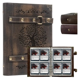 DDFE Trading Card Binder- 240 Pockets - Trading Cards Holder Card Collectors Album Trading Card Binder with 30 Removable Sleeves for Basketball Card and Sports Card (x5-Tree of Life-Khaki)