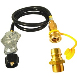 MCAMPAS 5FT Two Stage Propane Regulator & Hose with QCC1/Type1 & 3/4" Female Male Quick Connect Disconnect Fittings – 190000 BTU/Hr Flow, Compatible with Tri Fuel Generators, Gas Appliances
