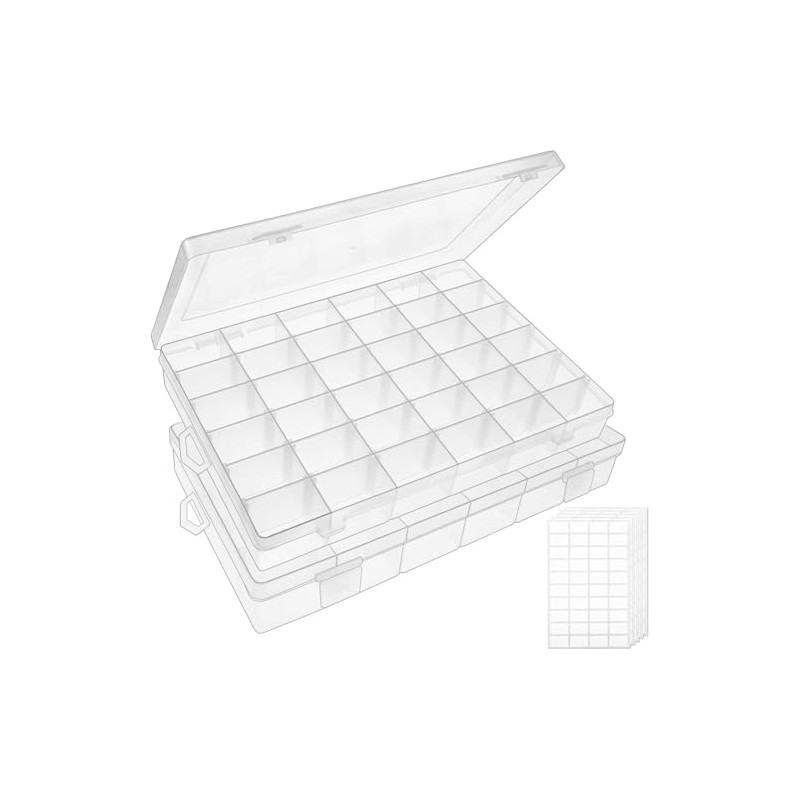 Timotech Paquete de 2 Cajas Organizadoras de Plástico, Transparente de