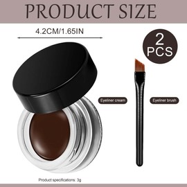 2 Stück Schwarz Braun Gel Eyeliner, Wasserfest Langanhaltende Creme Eye Liner Gel, Hochintensive Pigmente, Wischfestes Eyeliner Makeup, Black Braun Eyeliner mit 1 Eyeliner-Pinseln