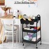 danpinera 3-Tier Rolling Cart, Utility Cart Mobile Metal Rolling Storage