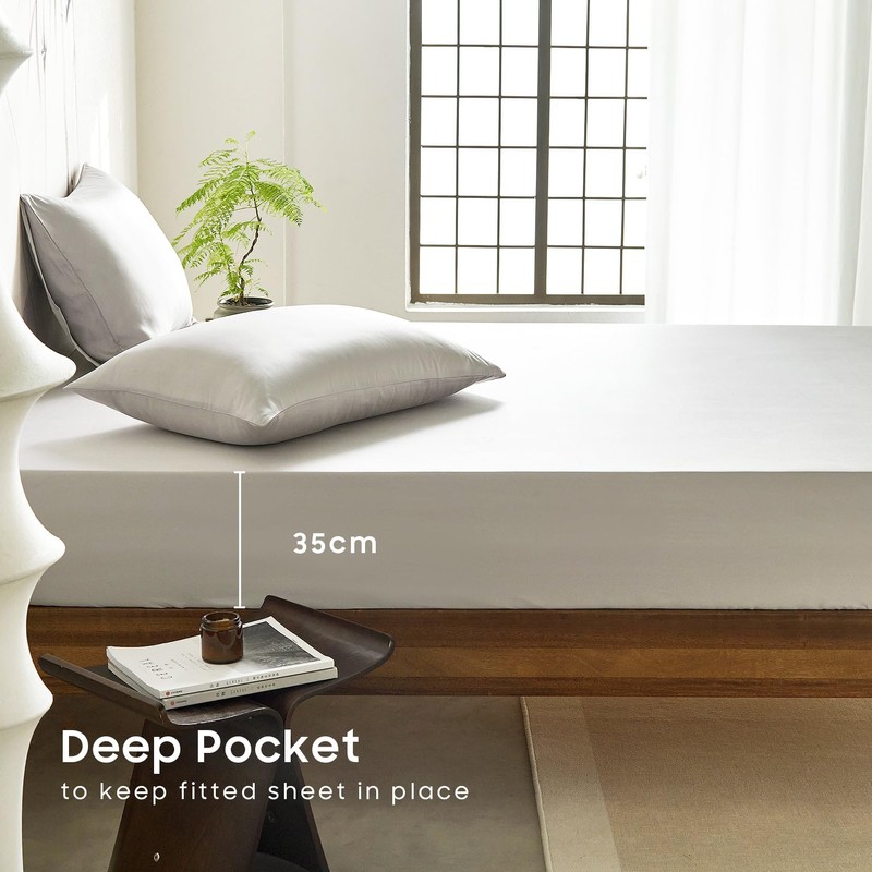 Wake In Cloud - 100% Bamboo Fitted Sheet Set, 3