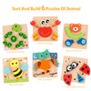 Coogam Wooden Jigsaw Puzzle Set, 6 Pack Animal Shape Color