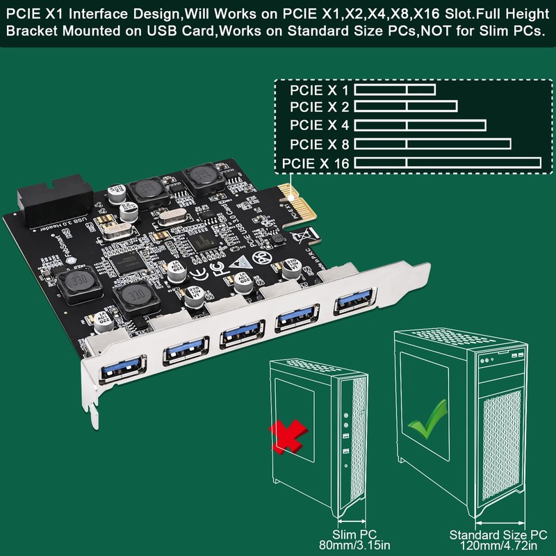 FebSmart Tarjeta de expansión de 7 puertos Superspeed 5Gbps USB