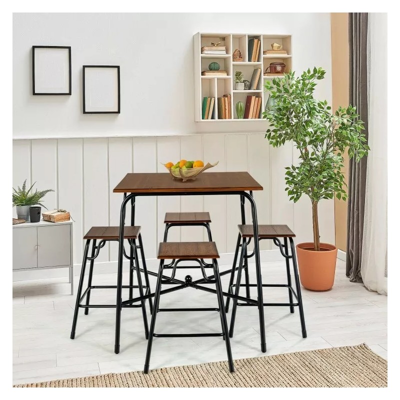 Costway 5PCS Kitchen Counter Height Table Set Bar Table Dining