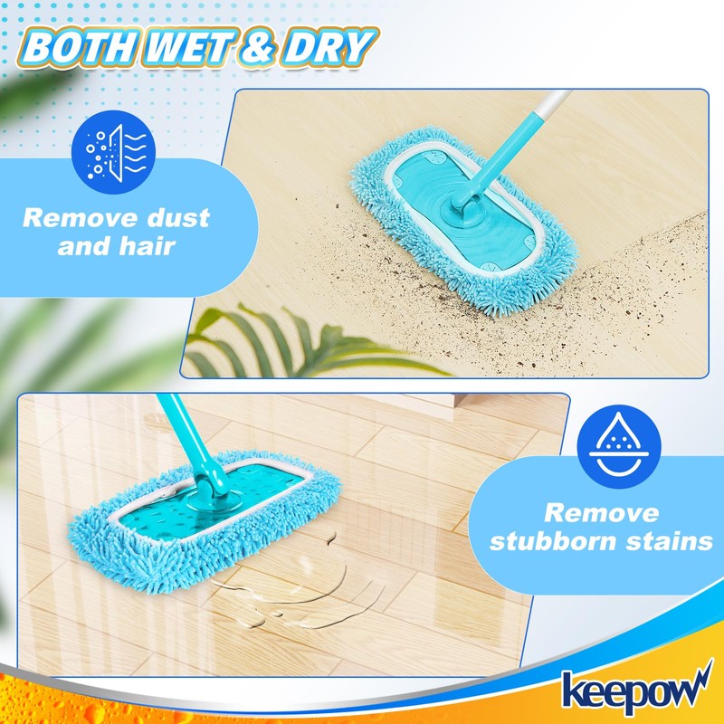 KEEPOW Pack of 4 Microfibre Wet Pads Compatible with Flash