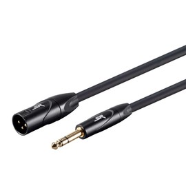 Monoprice 118813 3ft Stage Right XLR Male to 1/4" TRS Male 16AWG Cable (Gold Plated)