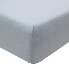 100% Cotton Jersey Melange Fitted Sheet, Silver, Single