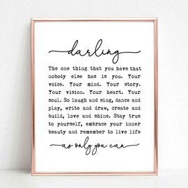 Darling, The One Thing You Have That Nobody Else Has is You, Nursery Print, Gift for Daughter, Children Decor, Girl's Room Decor, Nursery Quotes, 8x10 inch No Frame