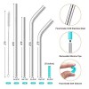 16 Pack Reusable Stainless Steel Straws with Silicone Tips Metal