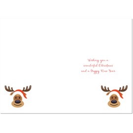 doodlecards Teacher Christmas Card Rudolph on Red Background Large A4 Size Christmas Card for Teacher with Plain Envelope