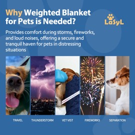 LaSyL Weighted Blanket for Pets | Thunder Blanket for Dogs Anxiety | Premium Soft Minky | Relaxation & Calming & Anti Anxiety | Blue Grey Star, Washable Small 24" L x 32" W