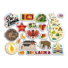 A5 Sticker Sheet Sri Lanka Vinyl Stickers - Asia Country Landmarks Holiday Stamp Summer Map Flag Travel City Luggage Scrapbooking #79019