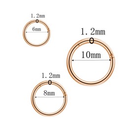 6 Pieces 6/8/10 mm 16G Stainless Steel Nose Ring Rose Gold Women's Men's Septum Clicker Ring Nose Ring Set Ear Lip Nose Piercing Rose Gold Lip Piercing Cartilage Hoop Earrings for Men Women, Stainless
