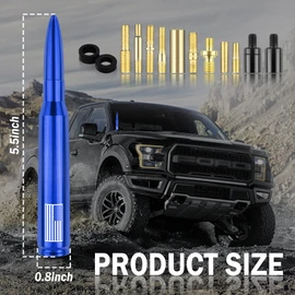 New Upgrade American Flag Car Bullet Antenna,Truck Exterior Accessories Antenna Toppers Compatible with GMC,Chevy Silverado,Dodge,Ford,Jeep Antenna Replacement (Premium Blue - U.S. Flag)