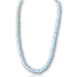 Native Treasure 26" Mens and Womens Tropical Summer Beach Surfer Necklace From the Philippines, White Ark Shells