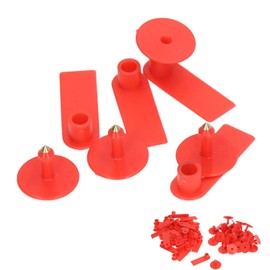 Blank Ear Tags, 100 Pieces, Red Plastic Ear Tags for Farm Animals, Individual Ear Tags for Cattle, Markers, High Quality, Durable Animal Identification, Blank Tags for Animals, Cows, Pigs
