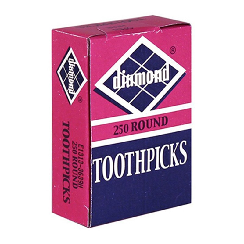 Diamond Toothpicks, Round Natural Wooden Bamboo Tooth Picks For Teeth,