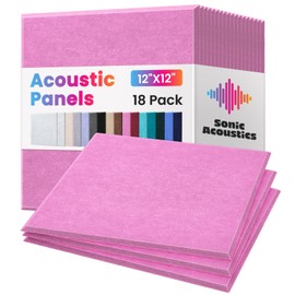 18 Pack Acoustic Panels Self Adhesive Sound absorbing Wall Panels, High Density Dampening Panel, 12X12X0.4 Inch Square Wall Panels in Home,Office,Reccording Room,Studio (Taro Purple)