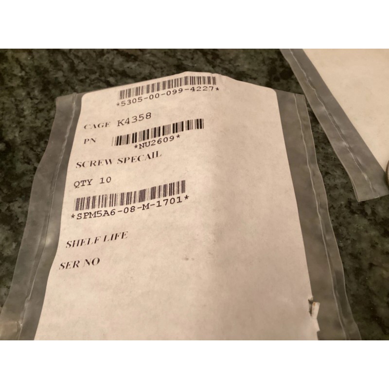 Ontic limited 20 aircraft speciality screws NU2609 harrier AV-8B NSN