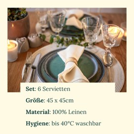 BewusstGrün® 6 Premium Fabric Napkins Linen + Folding Instructions I 100% Linen I 45 x 45 cm Grey
