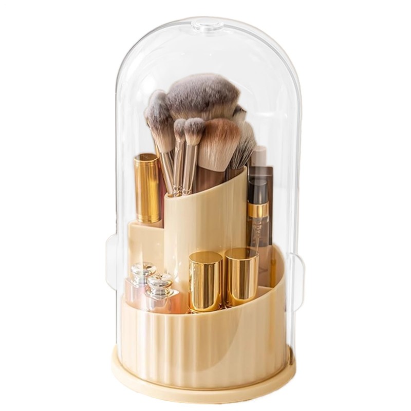 Makeup Brush Organizer,Lipstick Storage Box - 360 Degree Rotation Dustproof