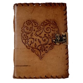 Purpledip Leather Journal 'Beating Heart': Vintage Design Diary Notebook (15178A)