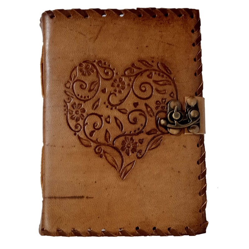 Purpledip Leather Journal 'Beating Heart': Vintage Design Diary Notebook (15178A)