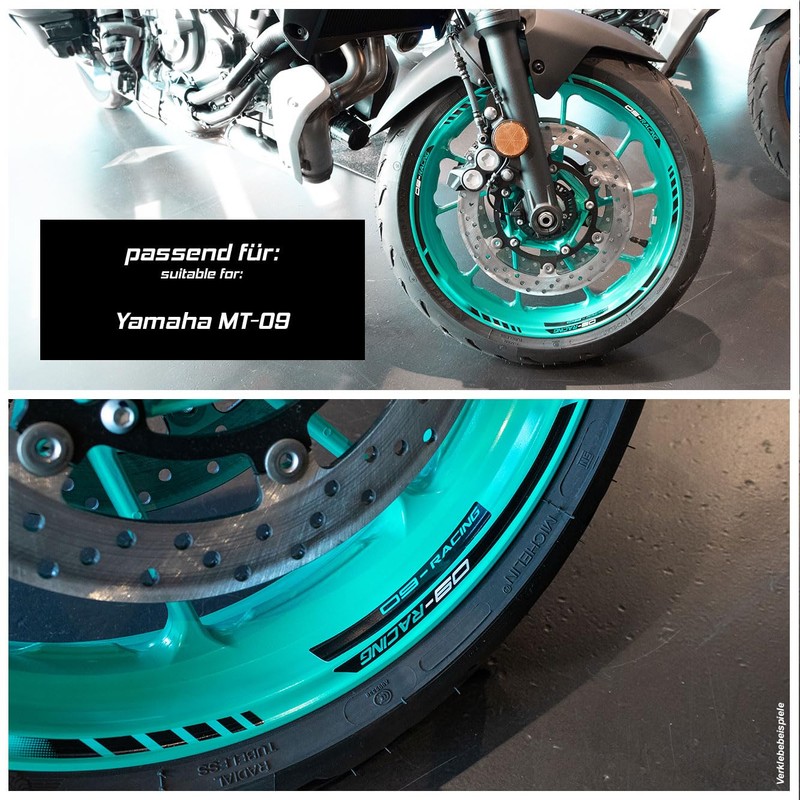 Felgenrand Aufkleber Motorcycle Compatible with Yamaha MT-09 Midnight Cyan X710159VA