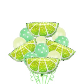 12 PCS Lemon Fruit Balloons Lemon Green Foil Balloons, Lemon Balloons for Green Party Decorations, Green Balloons for Birthday Wedding Harvest Fruit Summer Party Decorations