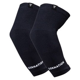 GORNATION Elbow Bandages - Elastic Bandages for Men & Women - Elbow Sleeves for Calisthenics, Bodybuilding, Fitness - 1 Pair, Black, XL