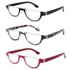 DXYXYO Half Moon Reading Glasses for Women, 3 Pack Small