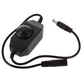 ABI Inline Mini Dial Inline Switch LED Dimmer DC Jack 12-24V PWM for LED Strip Light LED Tape LED Ribbon LED Rope LED String Light, Black