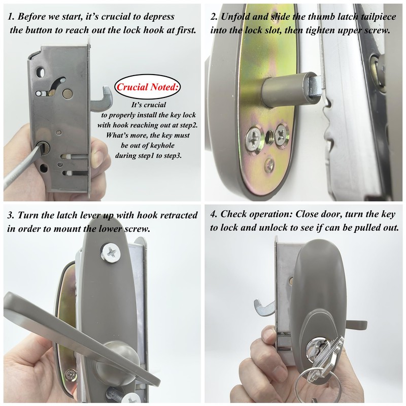 Gliding Patio Door Keyed Lock Assembly & Thumb Latch Compatible