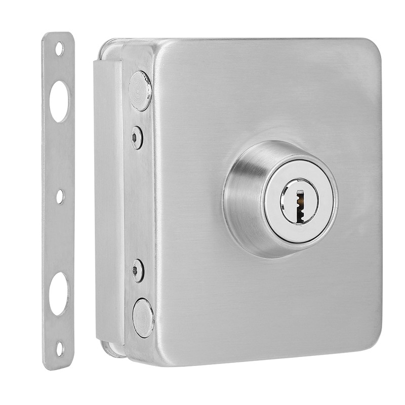 Square Single Glass Door Lock Latch Stainless Iron Office Security