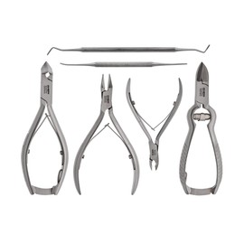 Nagelzange -Podologie Instrumente Set Maxi 6-teilig-Fußpflegeinstrument - 3x Nagelzange für starke Nägel-Hautzange -Eckenheber -Eckenfeile- inklusive Schutzkappen!