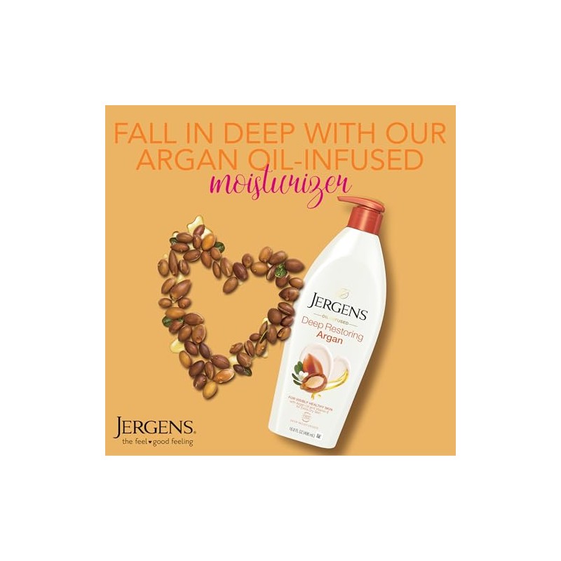 Jergens Deep Restoring Aceite de argán Hidratante, Loción calmante para