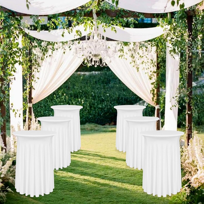 Lumaycens 2 Pack Cocktail Table Covers with Skirt 32x43in White